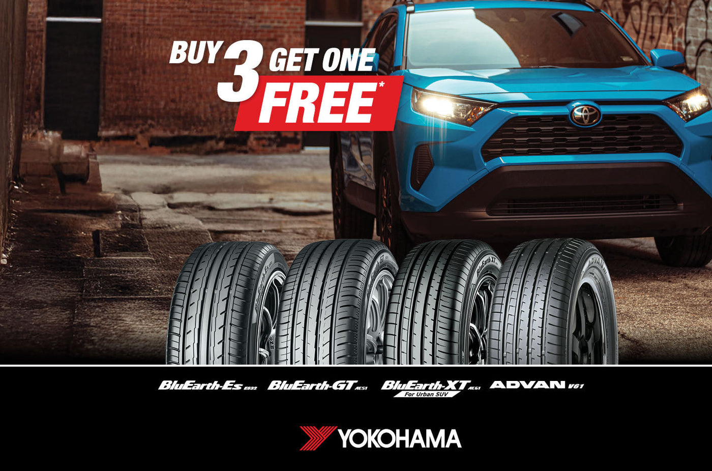 Buy 3 Get 1 Free BluEarth Tyre Range or ADVAN V61
