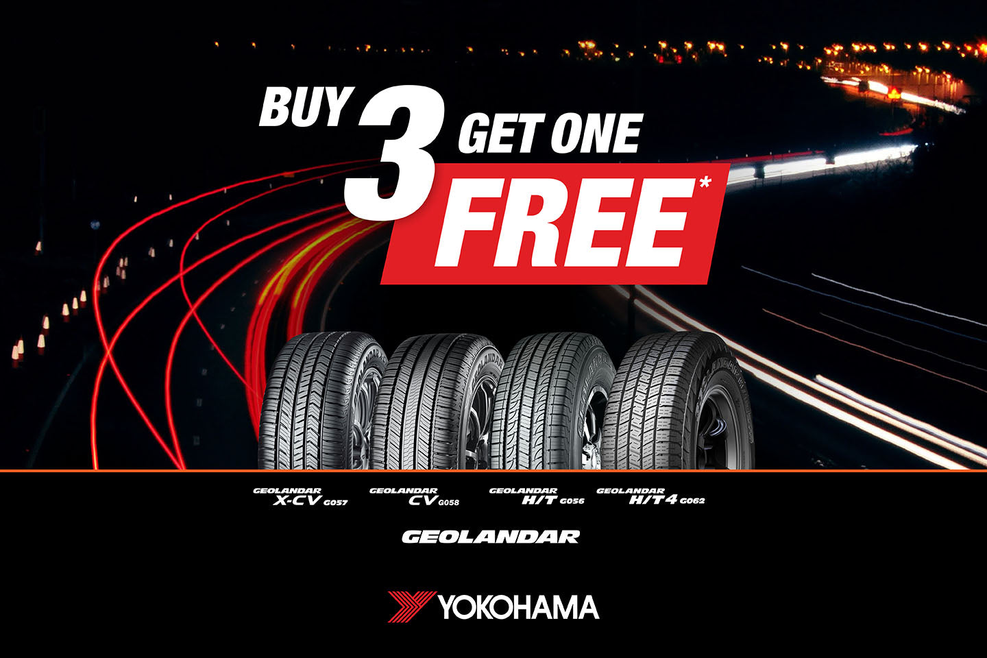 Yokohama Geolandar SUV, HT & OEM Buy 3 Get 1 Free Tyres