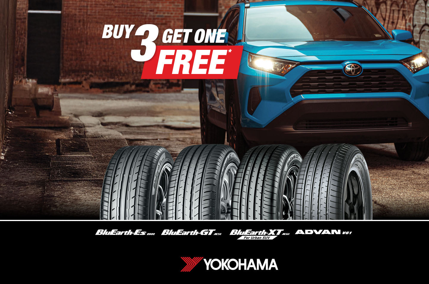 Buy 3 Get 1 Free BluEarth Tyre Range or ADVAN V61