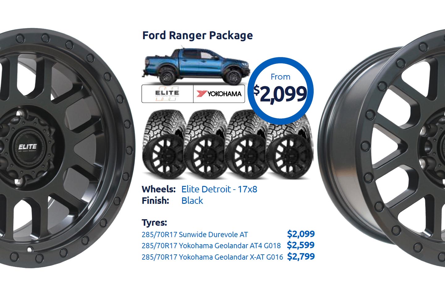 Ford Ranger Elite Detroit Wheel and Tyre Package