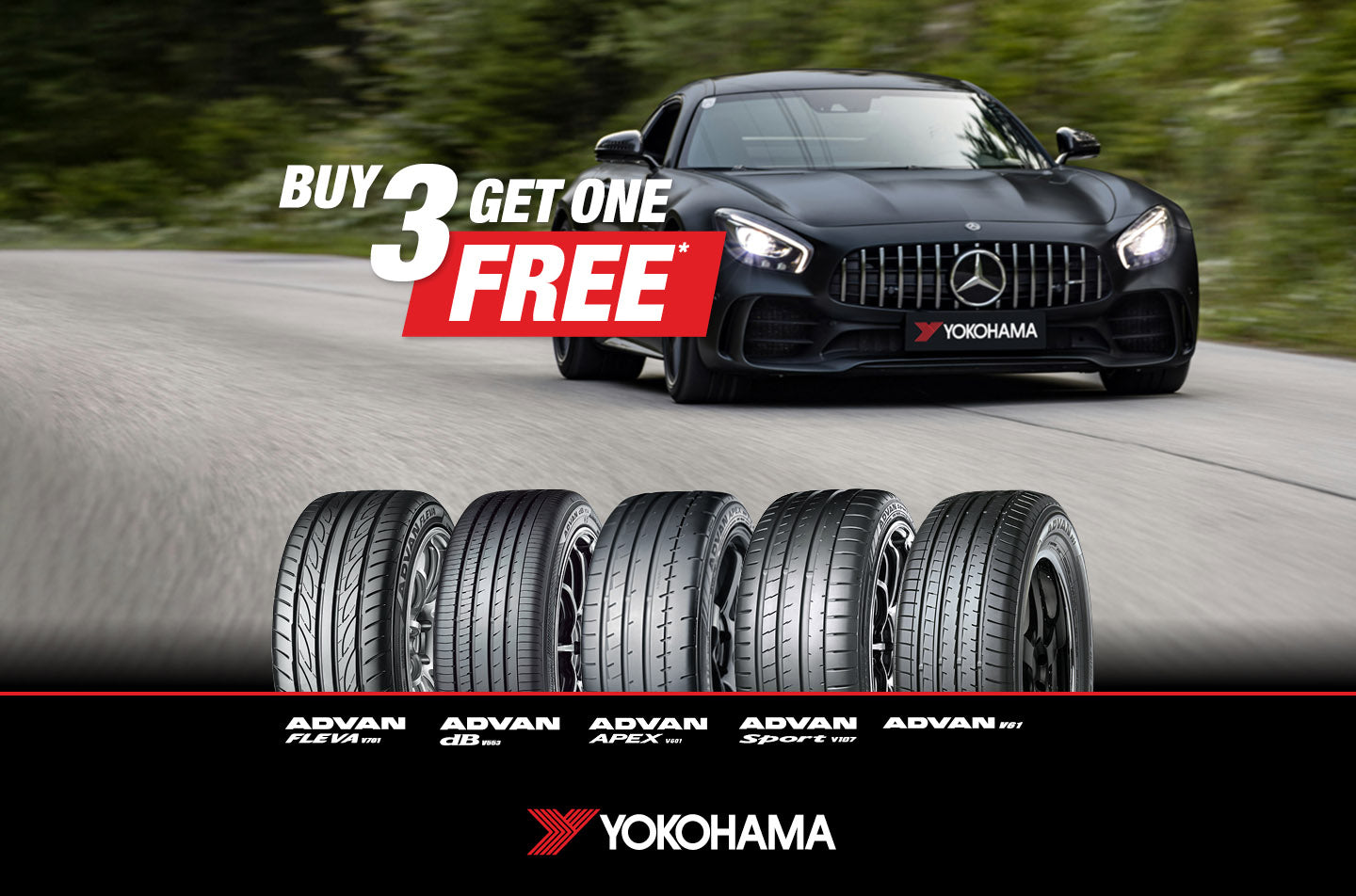Yokohama ADVAN Buy 3 Get 1 Free Car & SUV Tyres