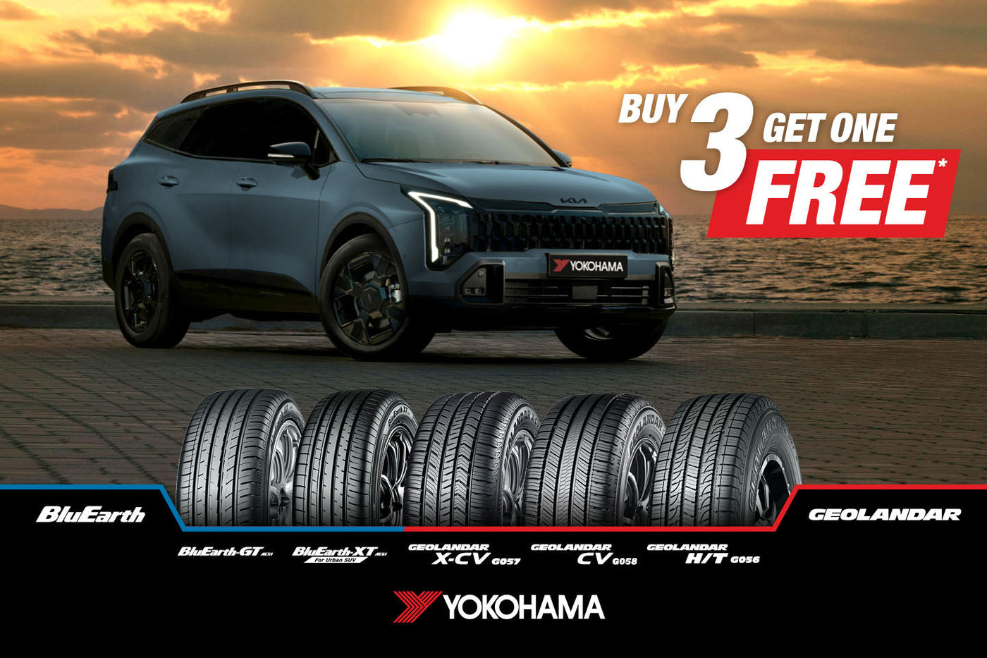 Yokohama SUV & Car Buy 3 Get 1 Free Tyre Deals