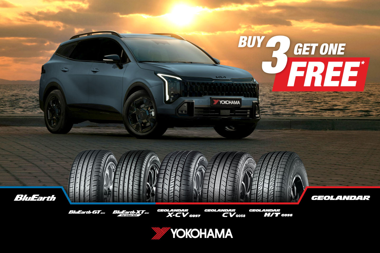 Yokohama SUV & Car Buy 3 Get 1 Free Tyre Deals